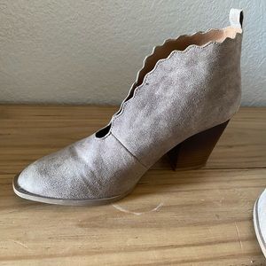 Tan Scalloped Bootie